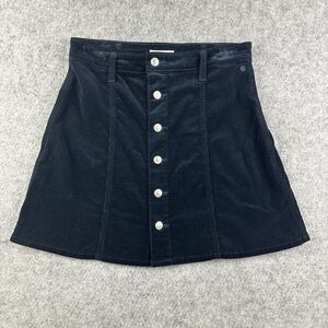Alexa Chung for AG Skirt Womens 29 Navy Corduroy Velvet Button Front Aline Mini